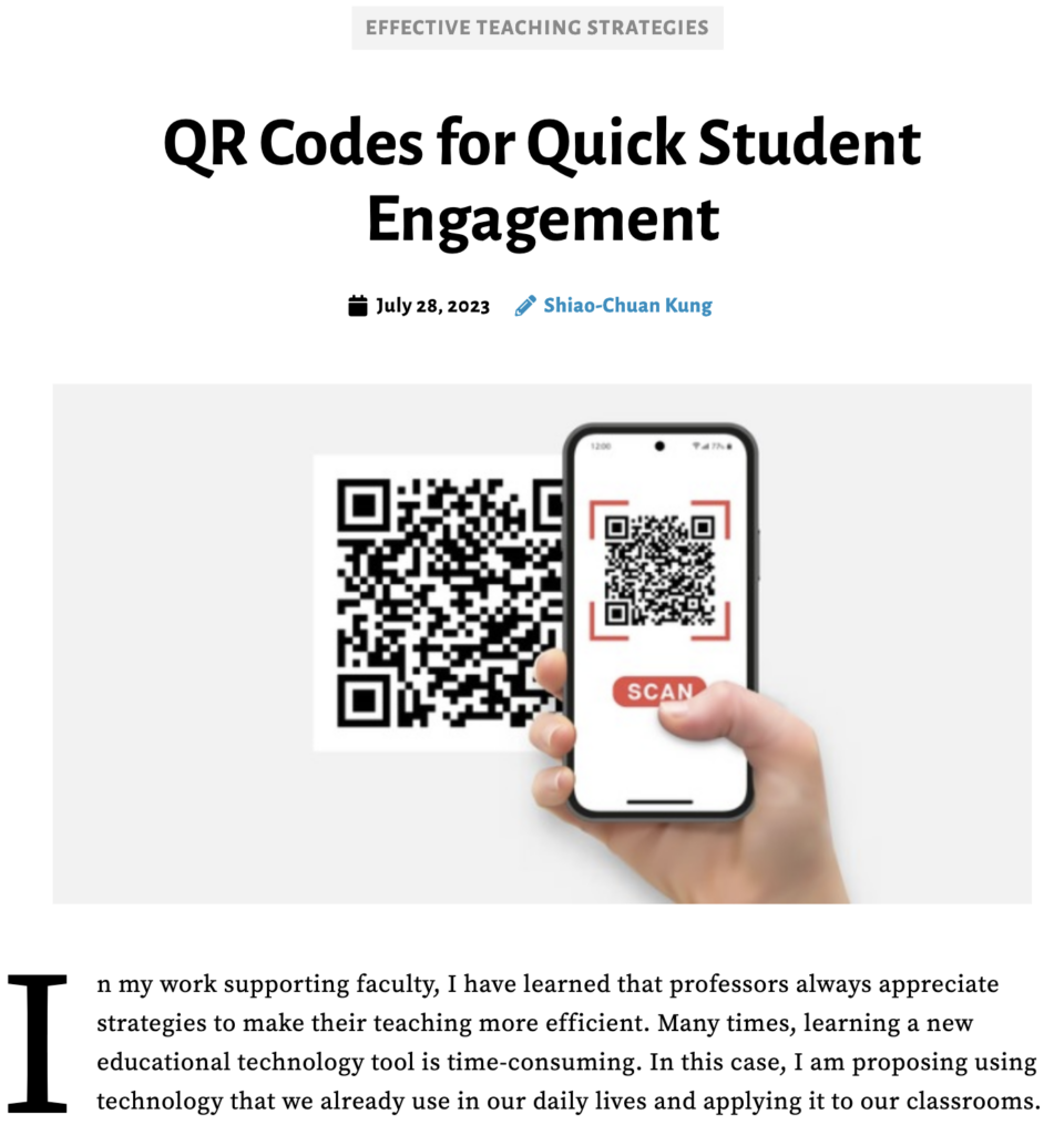 article QR codes for quick student engagement